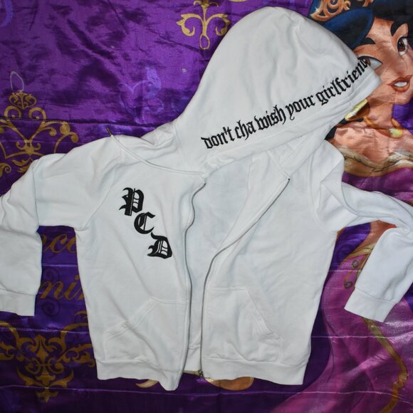 PUSSYCAT DOLLS DON'T CHA WISH HOT LIKE ME HOODIE size S Small DAMAGED ZIP ZIPPER - Picture 11 of 15